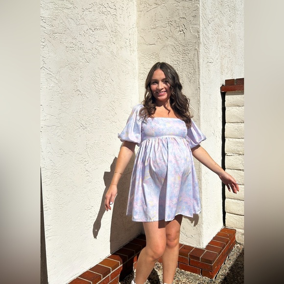 Pastel Women’s Square Neck Puffed Sleeve Mini Dress - Picture 2 of 13